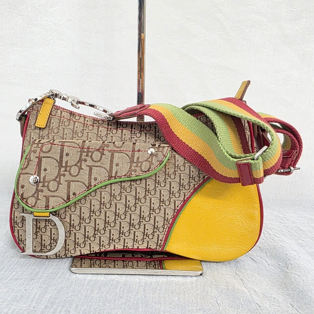 Auth Dior Rasta Trotter Saddle Bag